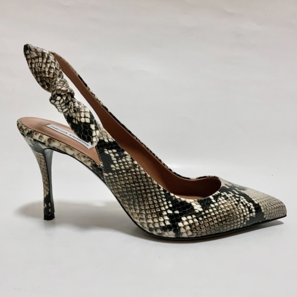 Tabitha Simmons Millie Snake Print Leather Slingback Pointed Toe Heeled Pumps 40 - Picture 13 of 16
